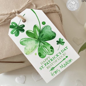 Editable St. Patrick's Day Gift Tag Printable, St. Patty's Appreciation Shamrocks Tags, Business Staff Clients Teacher, Instant Download