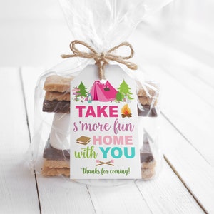S&#39;mores Tags, Smores Danke Tags, Take s&#39;more fun home with you, Camping Gastgeschenke, Glamping Geburtstag Tags, printable Instant Download