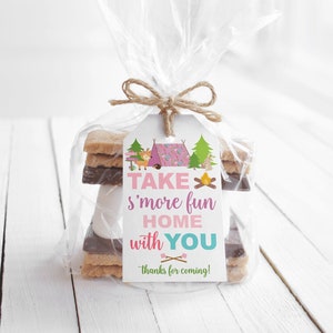 Etiquetas S'mores, Etiquetas de agradecimento Smores, Leve a diversão S'more para casa com você, Lembrancinhas de acampamento, Chá de bebê para meninas, Etiquetas de aniversário, Para impressão
