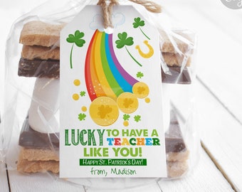 EDITABLE St. Patrick's Day Tag Printable, St. Patty's Co-worker Kids Teacher Appreciation Gift Tags, Classroom School, Instant Download