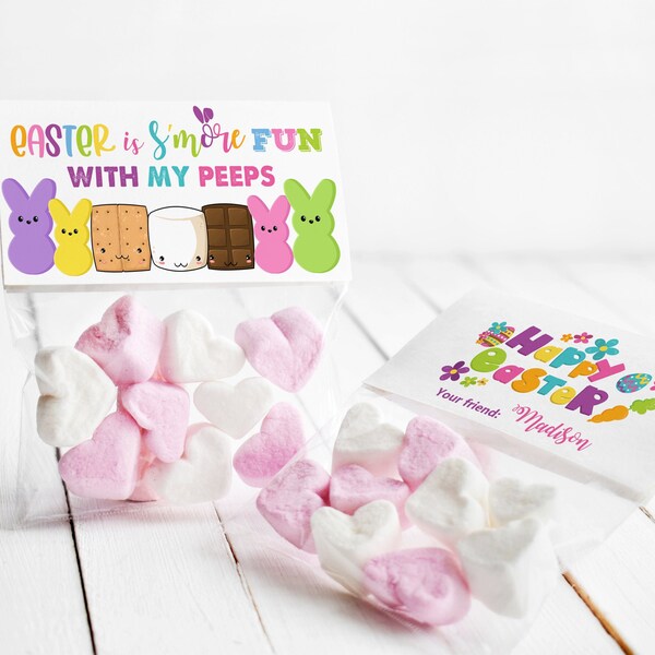 EDITABLE Easter S’mores Bag Toppers Printable, Treats for My Peeps, Easter Basket, Classroom Party Favors, S'more Fun, Instant Download 019