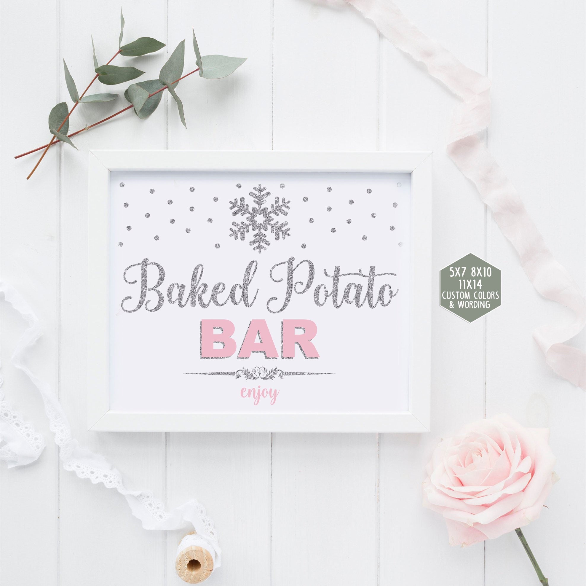 Baked Potato Bar Sign Printable Winter Onederland | Etsy