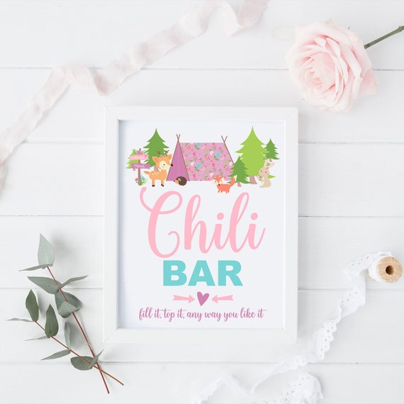 Chili Bar Sign Printable Girl Camping Birthday Party Camp | Etsy
