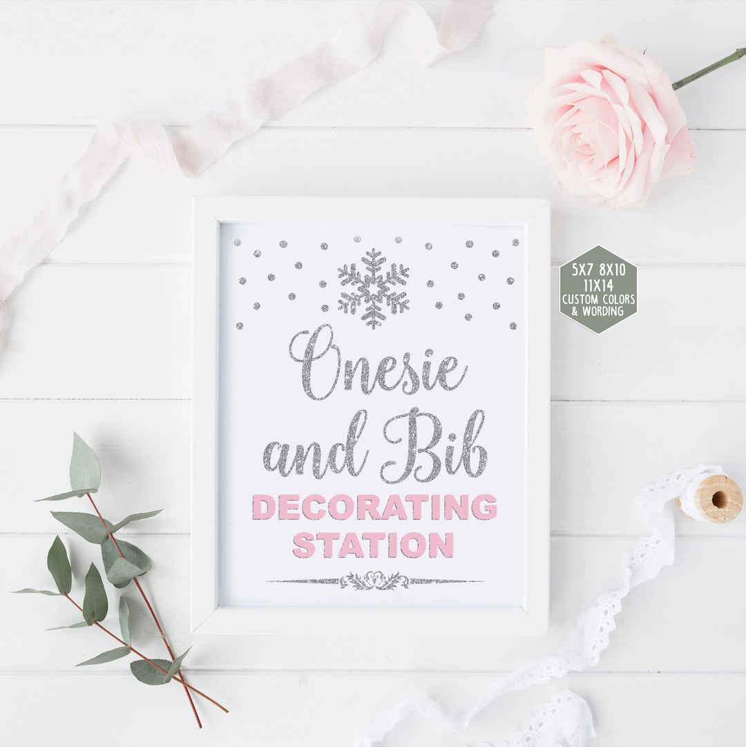 Onesie and Bib Decorating Station Sign Printable, Winter Wonderland ...
