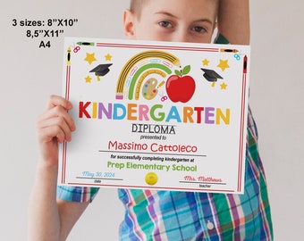 ANY GRADE Kids Editable diploma, Preschool sign, Kindergarten Certificate, PreK Graduation template, Last day of school Instant Download