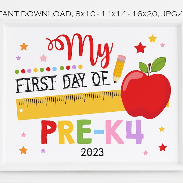 1st Day Of Pre K4 Sign Etsy