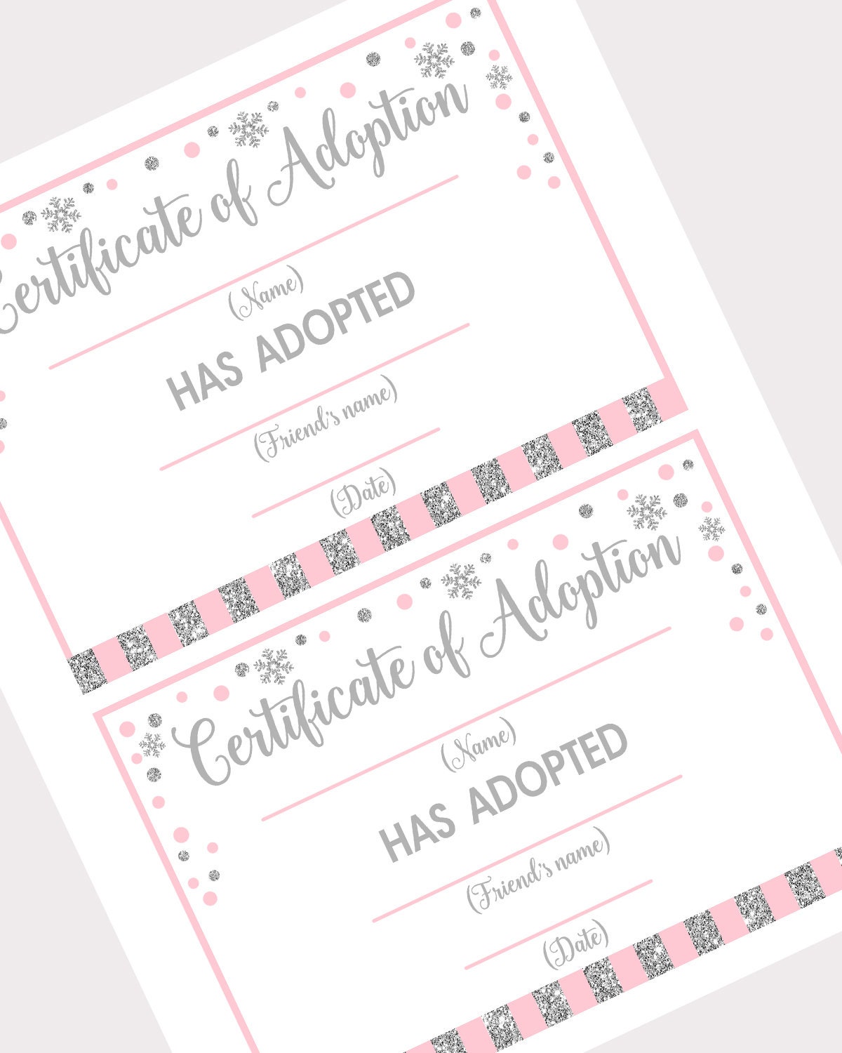 Adoption Center Sign and Certificate Printable Winter - Etsy