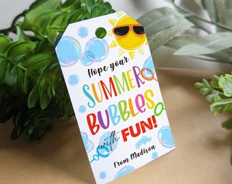 Editable End of School Year Bubble Tags Printable Kids Last day of school Summer vacation, School Classroom Instant Download, Corjl template