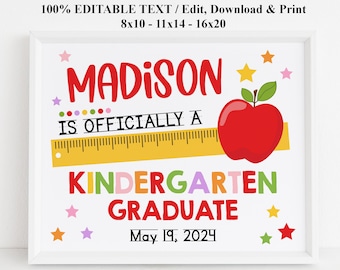 EDITABLE Kindergarten graduation diploma printable, Girl Last day of school sign, Certificate, Kindergarten Graduate, Instant Download