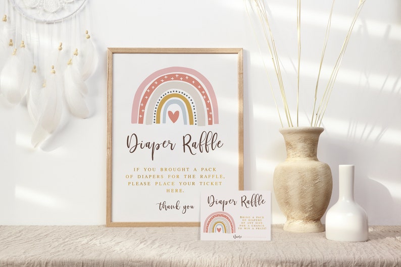Boho Rainbow Baby Shower Bow Raffle Sign and Tickets - Etsy
