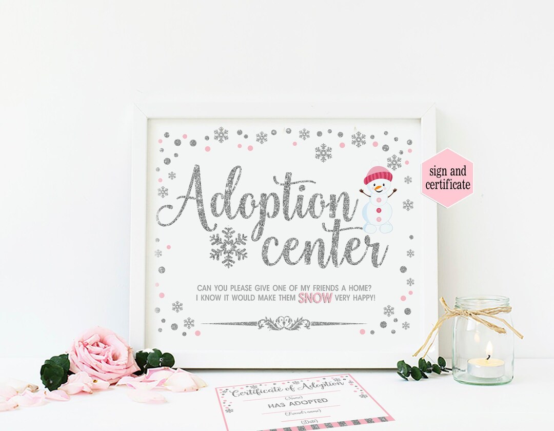 Snowman Adoption Center Sign and Certificate Printable Winter - Etsy