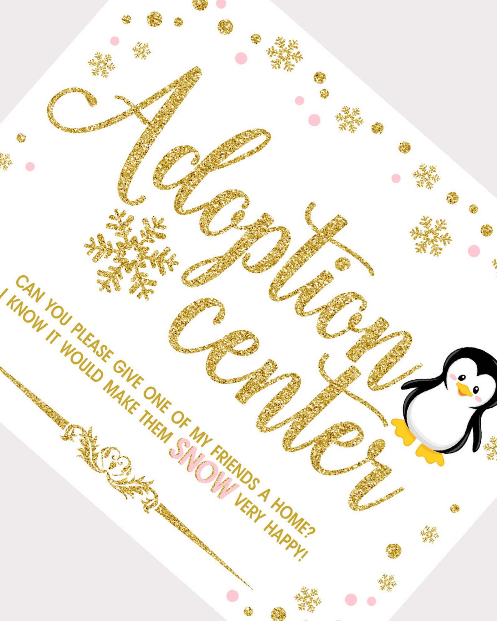 Penguin Adoption Center Sign and Certificate Printable Winter | Etsy
