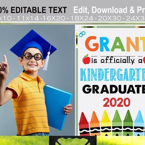 Editable Kindergarten Graduation Sign With Photo Last Day of - Etsy