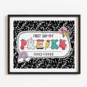 First Day of Pre-K4 Sign Printable, Girls Back to School Photo Prop 2025-2026, 1st day of PreK4, Digital file, Instant download S7