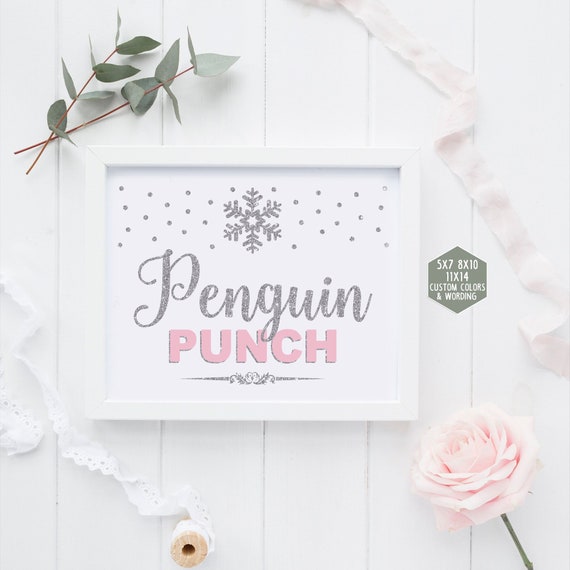 Penguin Punch Sign Printable Winter Onederland Decorations Etsy