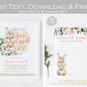 Sommige konijntjes zijn eenmalig capsuleteken en kaarten afdrukbaar, Floral 1e verjaardagsfeestje, Girl Baby shower Wishes, blozen roze en goud, Bewerkbaar