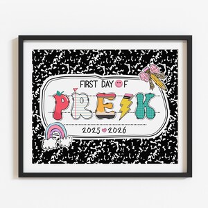First Day of Pre-K Sign Printable, Girl Back to School Photo Prop 2025-2026, 1st day of PreK, Digital file, Instant download S7