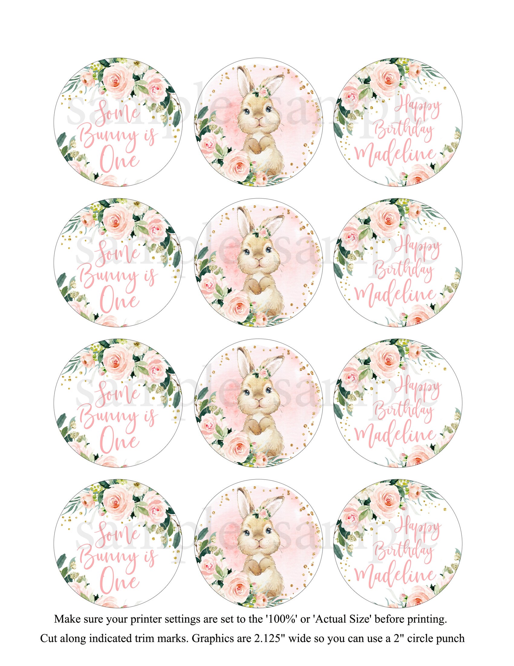 Printable Bunny Cupcake Toppers