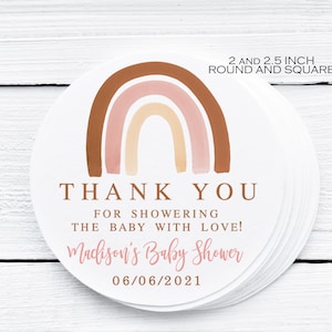 EDITABLE Boho rainbow thank you tag printable, Baby shower favor labels, Modern Bridal shower, Birthday party gift tag Instant Download 014
