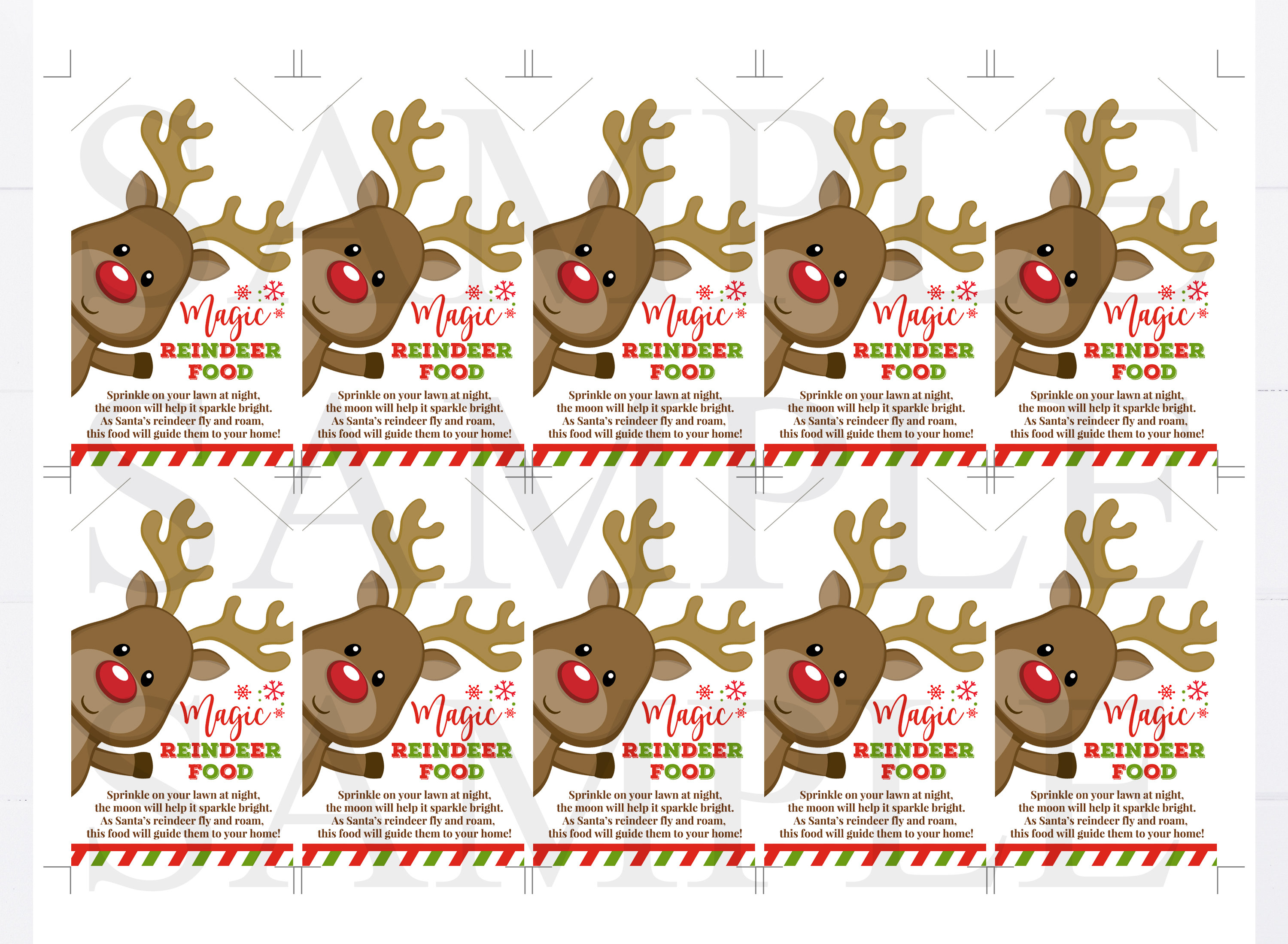 Magic Reindeer Food Tags Printable Party Favors Kids Etsy