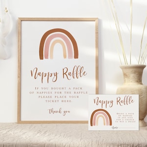 Boho Regenbogen Baby Shower Windel Tombola Zeichen und Tickets druckbare, Windel Tombola Einsatz, Karten, Mädchen Baby Shower Spiel Sofortiger Download 014