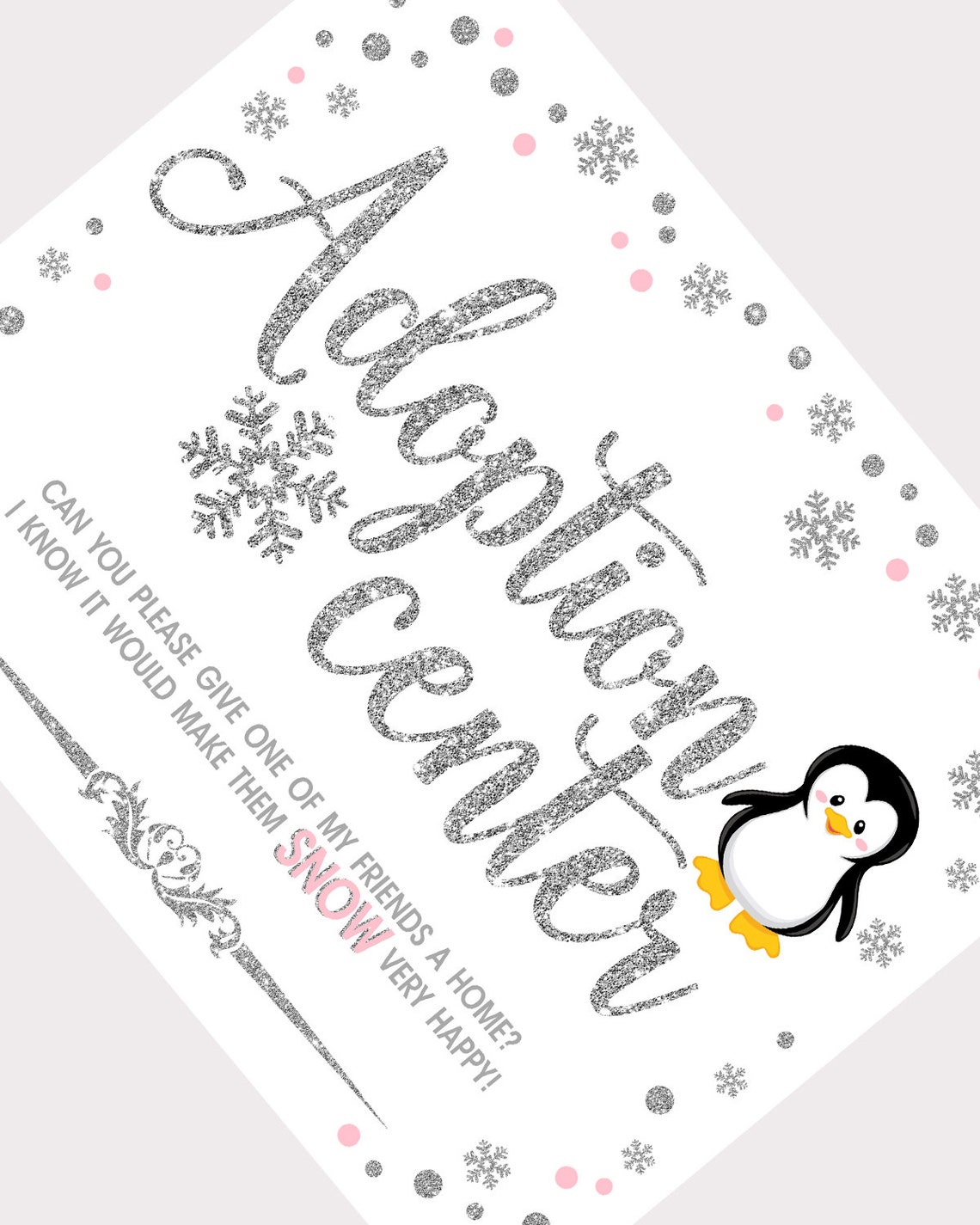 Penguin Adoption Center Sign and Certificate Printable Winter - Etsy