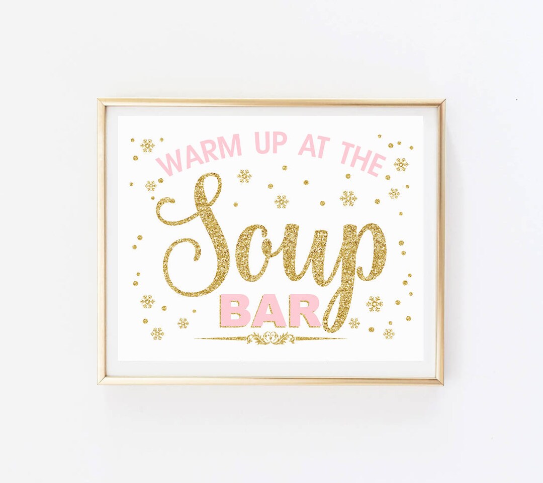 Soup Bar Sign Printable Winter Onederland Decorations Pink Etsy