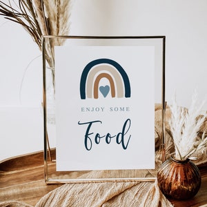 Food Bar Schild zum Ausdrucken, Boho Blue Rainbow Tischdekoration, Boy Baby Shower, Muted Rainbow Birthday Party, Digital, Instant download 022