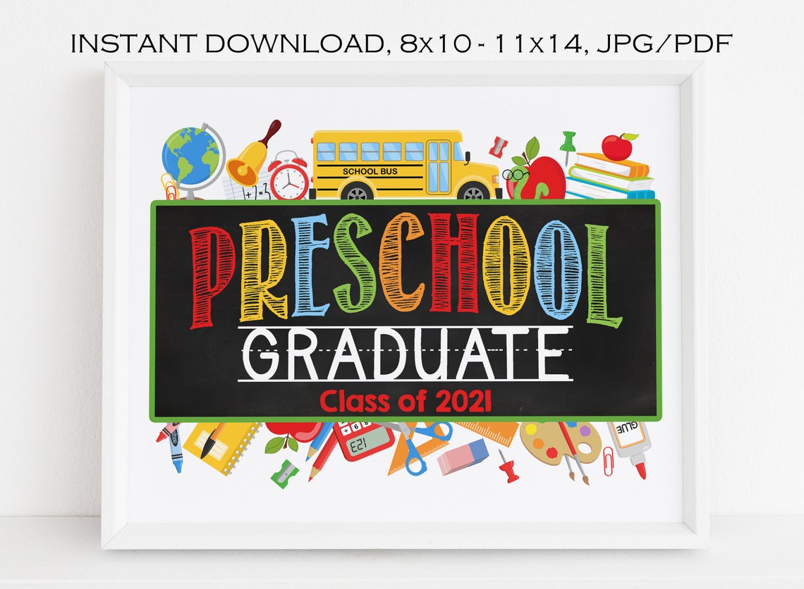 boy preschool graduation sign printable preschool graduate etsy
