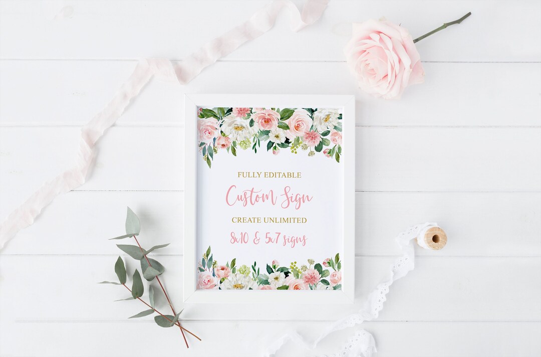 EDITABLE Floral Custom Sign Template, Spring Summer Baby Shower ...