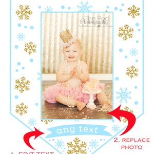 Monthly Photo Banner Printable, Winter Onederland First Birthday Photo ...