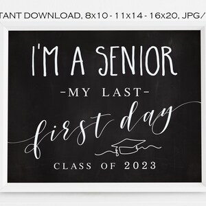 First Day of Senior Year Sign Printable Back to School - Etsy