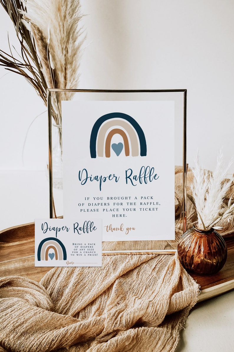Boho Blue Rainbow Boy Baby Shower Signs Bundle, Signage Kit, Editable template, Baby Sprinkle Package Printable, Instant download 022 image 5