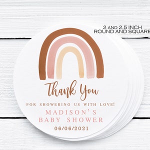 EDITABLE Boho rainbow thank you tag printable, Baby shower favor labels, Modern Bridal shower, Birthday party gift tag Instant Download 014