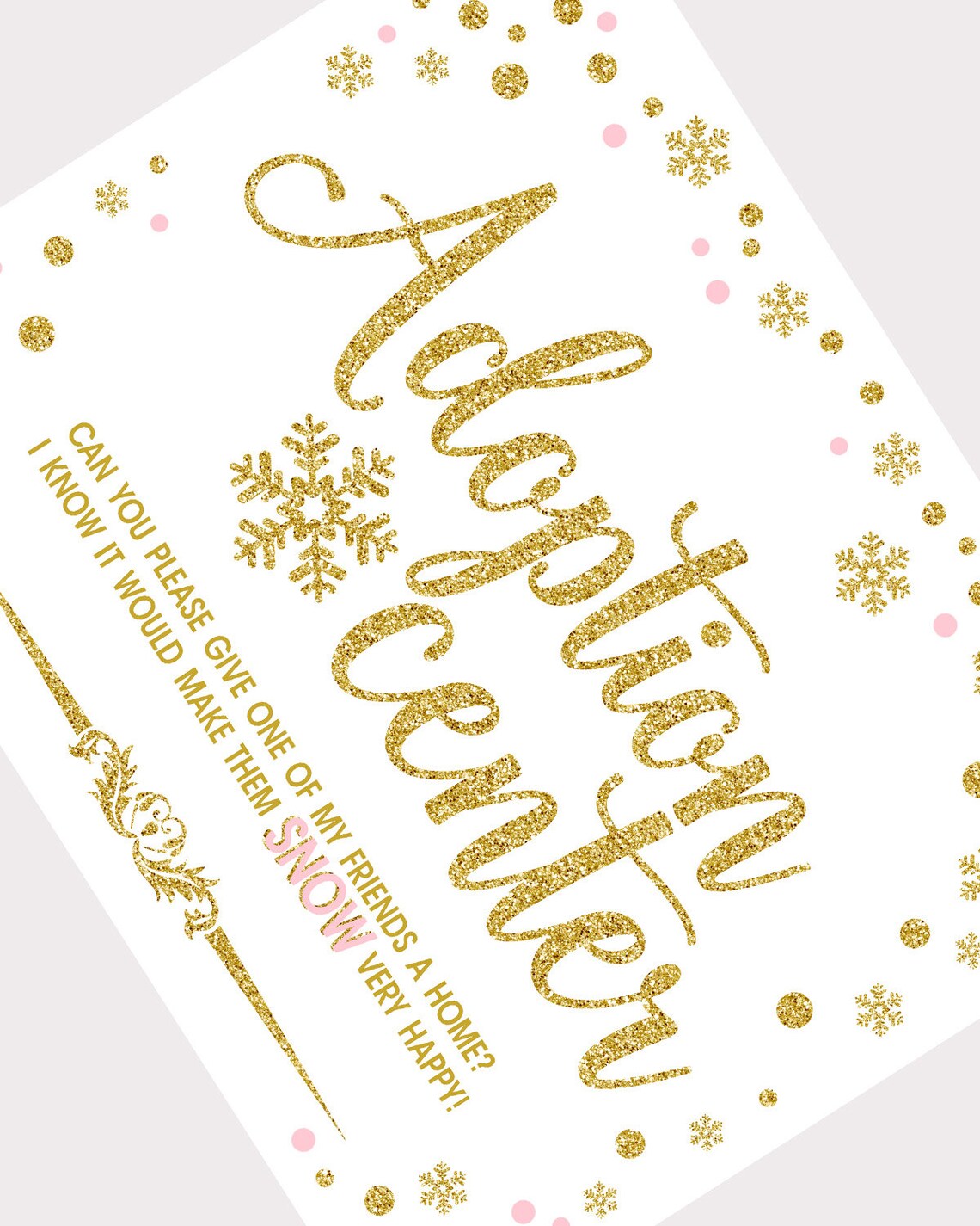 Adoption Center Sign and Certificate Printable Winter | Etsy