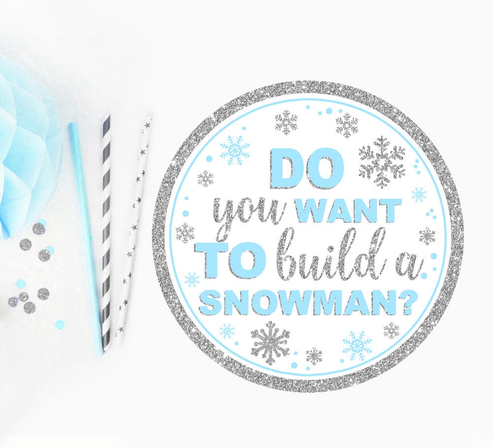 Do You Want to Build a Snowman Party Favor Tags, Blue and Silver