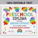 EDITABLE Preschool Diploma Printable, Personalized Preschool ...