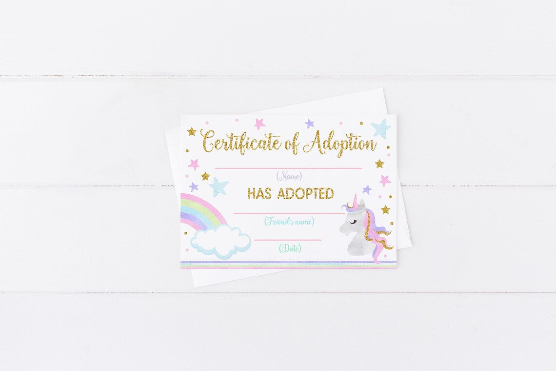 Unicorn Adoption Center Sign and Certificate Printable, Unicorn Party ...