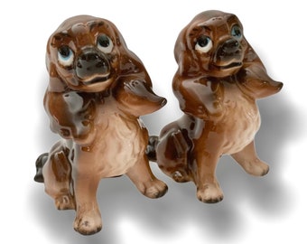 Adorable Brown Dogs Puppy Salt & Pepper Shakers Japan