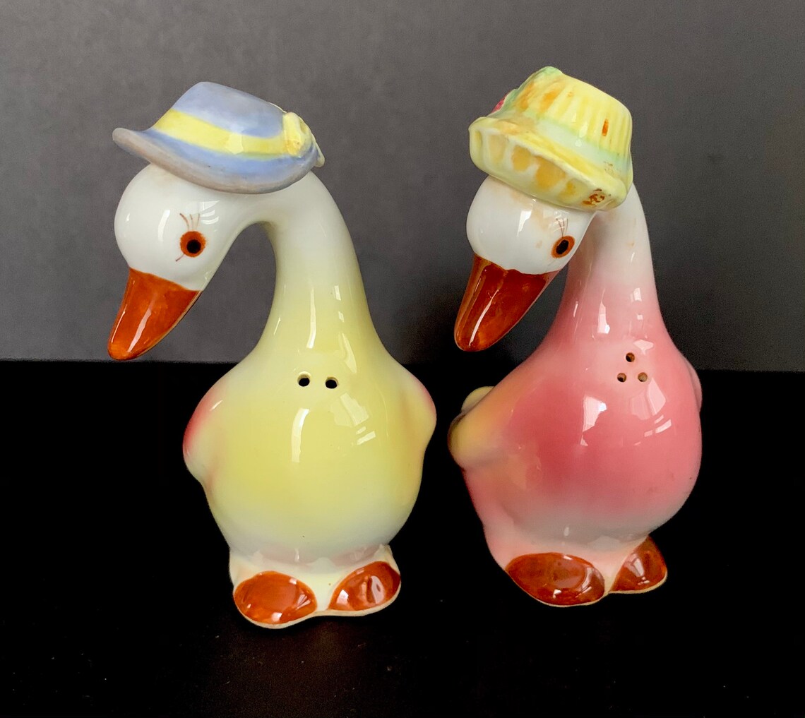 Long Necked Geese Salt & Pepper Shakers Japan Anthropomorphic Etsy