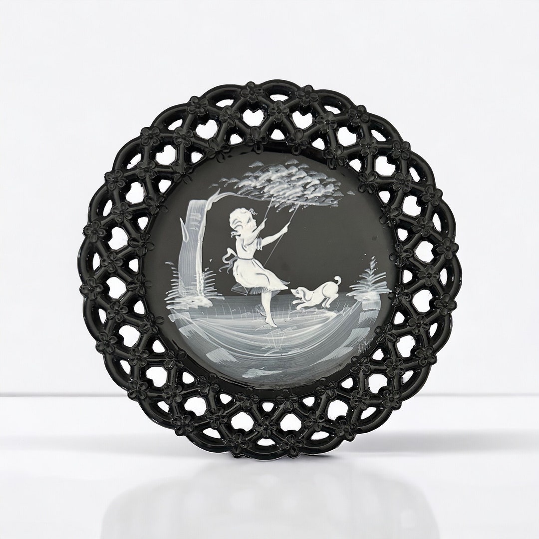 Westmoreland Glass Hand Painted Mary Gregory Style Plate - Etsy
