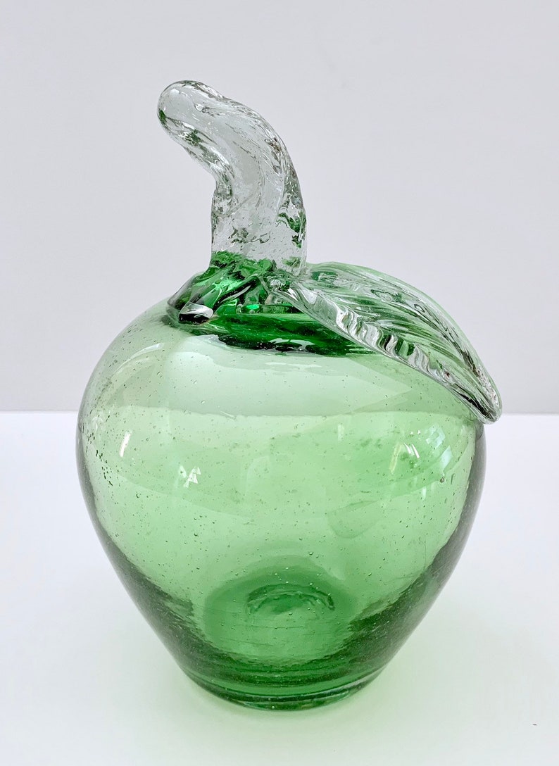 Glass Green Apple Paper Weight Art Glass image 1