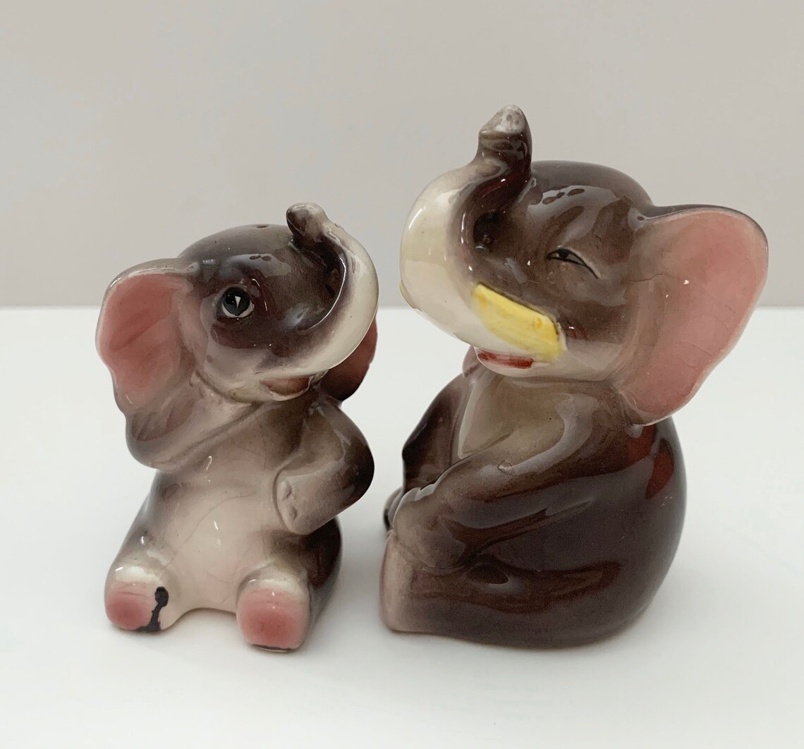 Vintage Elephant Salt & Pepper Shakers Mid Century Japan Etsy