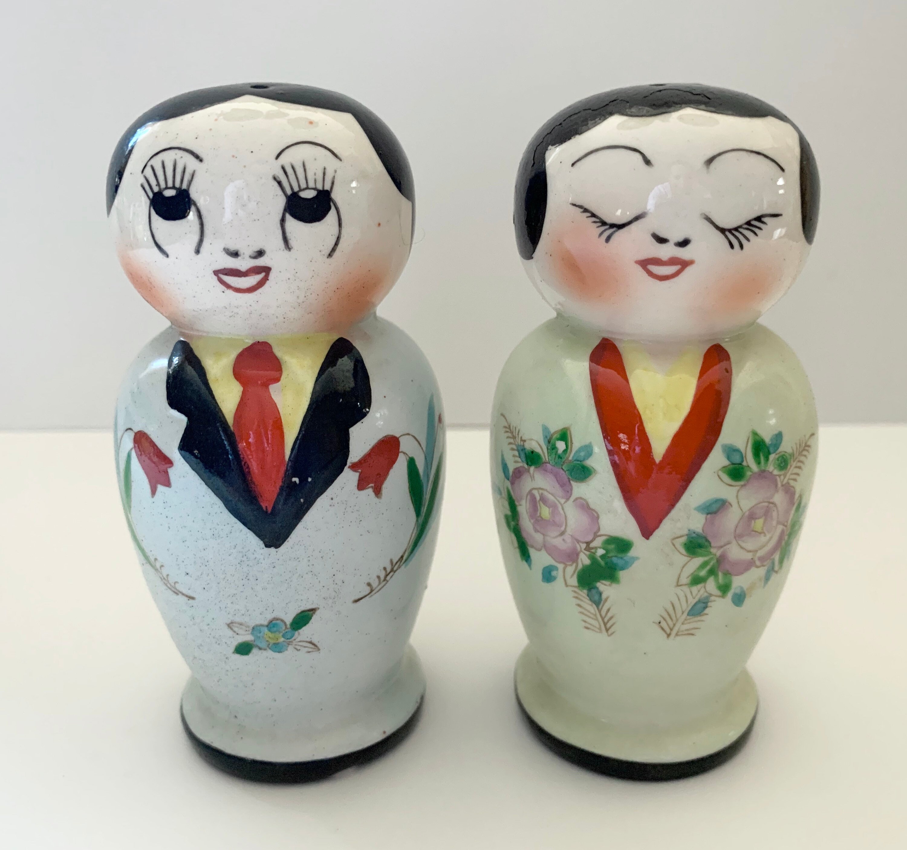 Vintage Kokeshi Doll Asian Oriental Boy and Girl Salt & Pepper Etsy