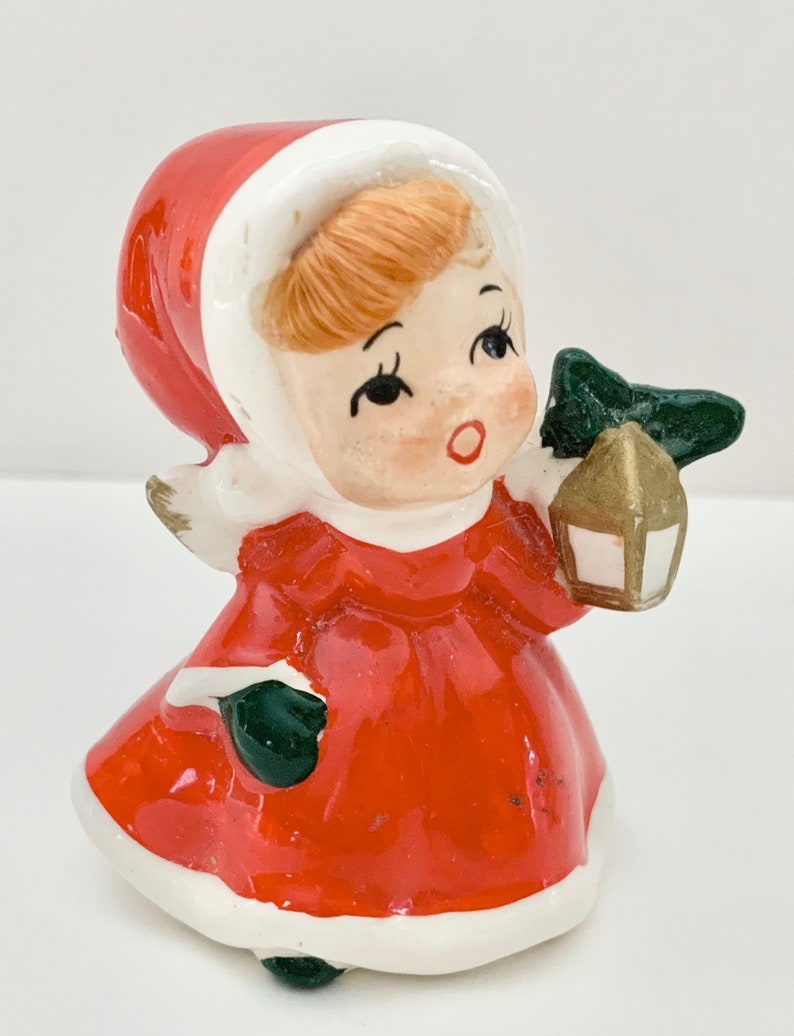 Adorable Christmas Angels Red Hair Caffco Mid Century Japan