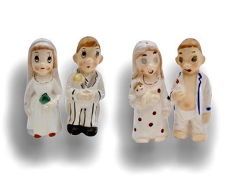 Turnabouts Couple Before And After Marriage Japan Salt & Pepper Shakers Anthropomorphic