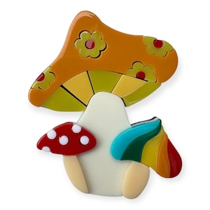 Vintage Lucite Mushroom Brooch