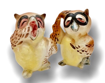 Schläfrige Eulen Salz & Pfeffer Streuer Japan Anthropomorph