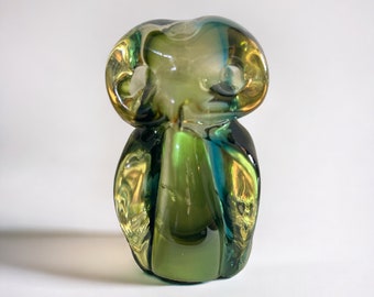 MCM Chalet Glass Owl Art Glass Paperweight Mid Century Glass