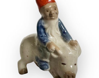 Wade Lucky Fair Folk Riding Pig Figurine